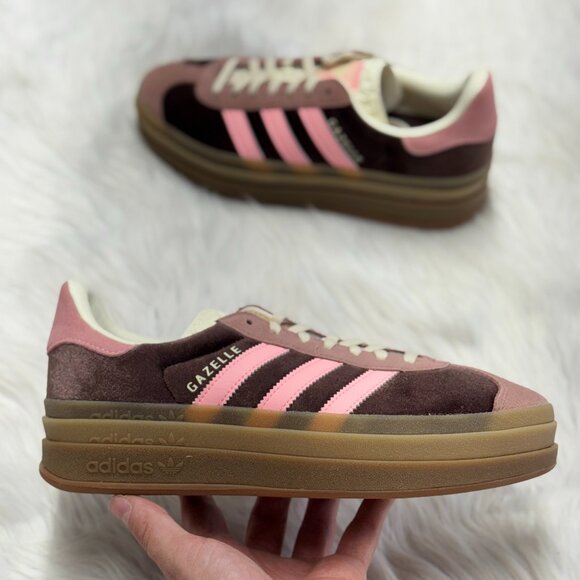 Adidas Gazelle Bold Shadow Brown Warm Clay Glow Pink Womens JQ5143 NEW Size 9 - Picture 1 of 5